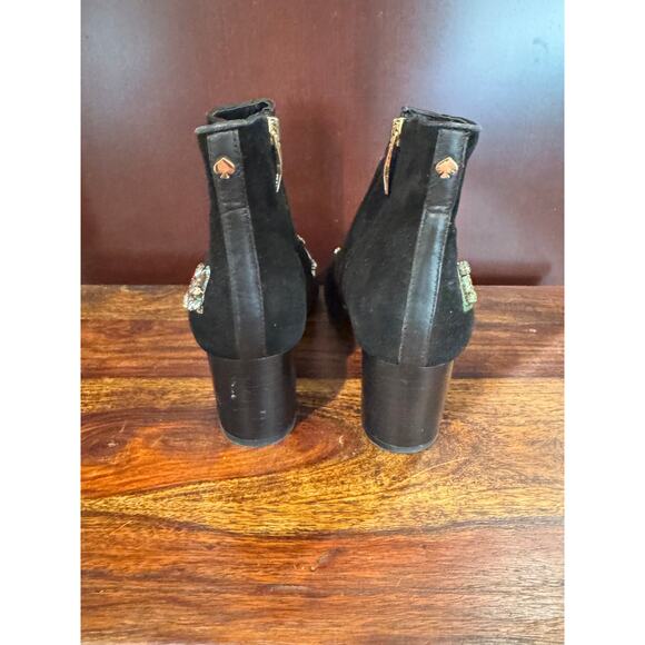 Kate Spade 7.5 Suede Black Embellished Edgy Baddie Glam Ankle Boots Sequin - Picture 5 of 8